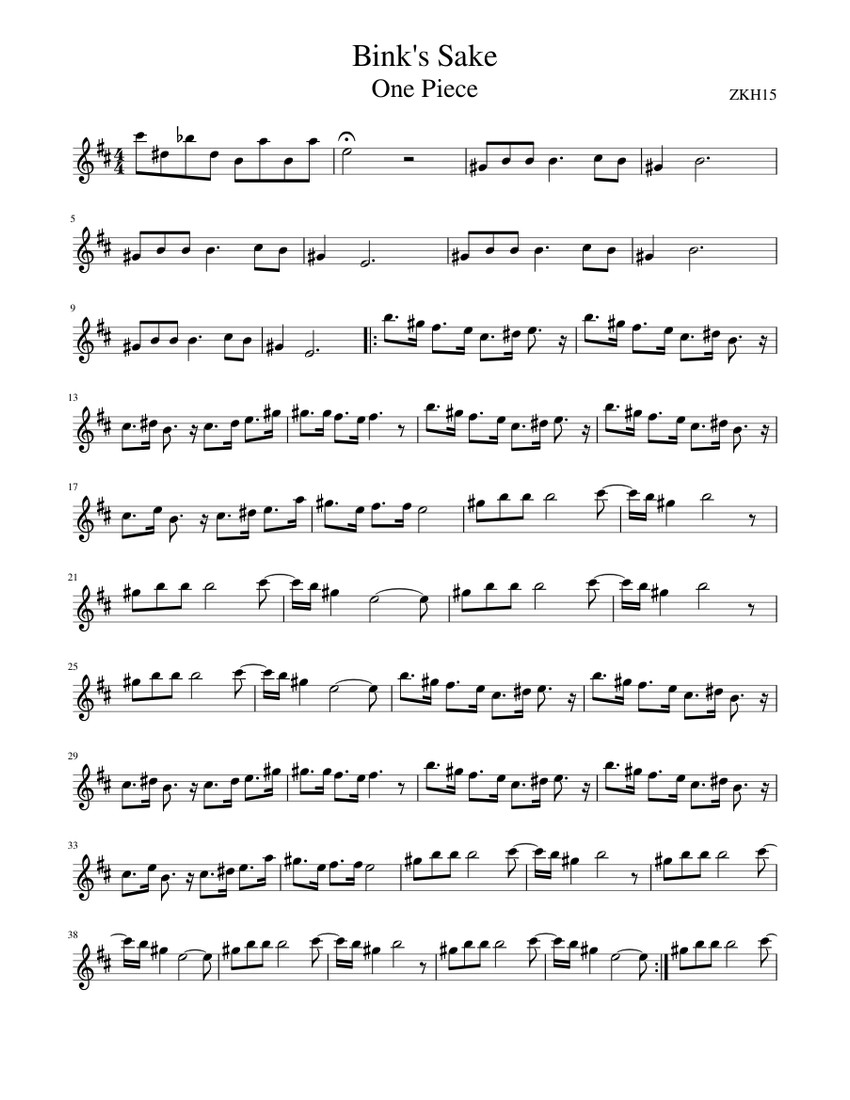 Bink S Sake One Piece Sheet Music For Clarinet In B Flat Solo Musescore Com