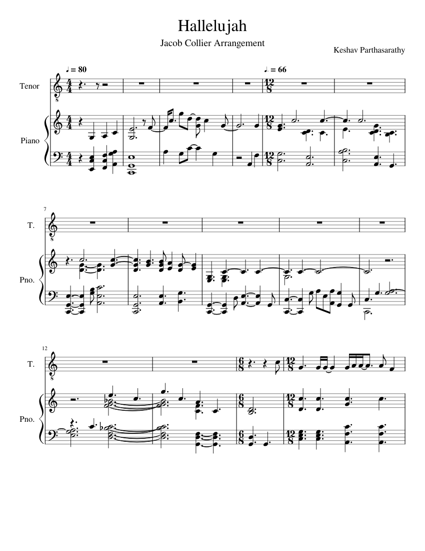 Hallelujah Sheet music for Piano, Tenor (Mixed Duet) | Download and