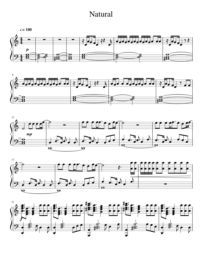 Natural - Imagine Dragons Sheet music for Piano (Solo) | Musescore.com