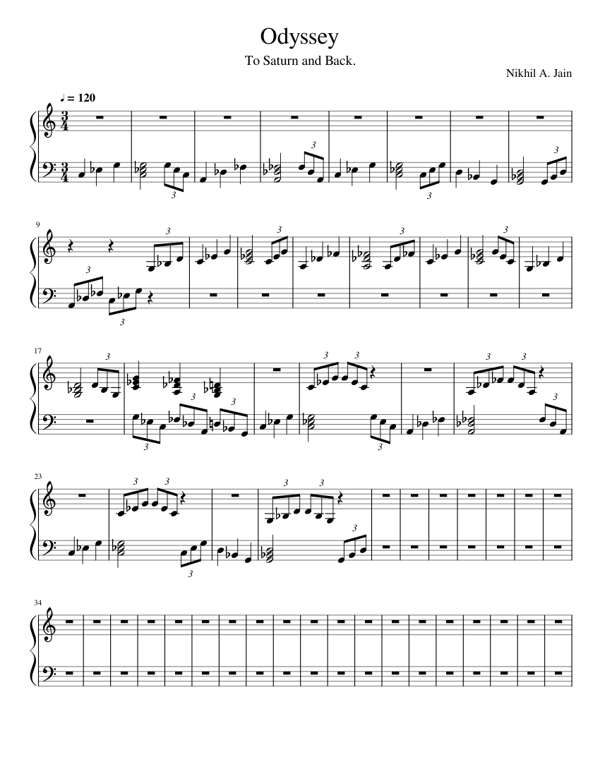 Odyssey Sheet music for Piano (Solo) Easy | Musescore.com