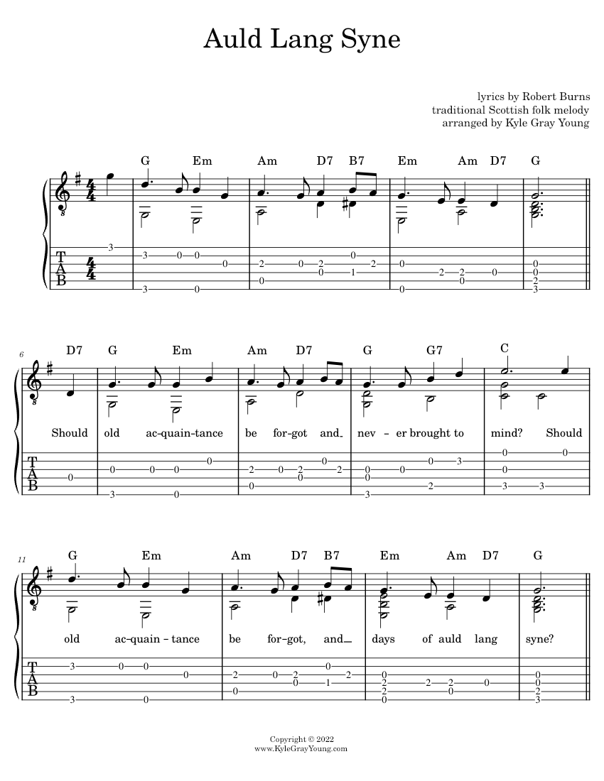 Auld Lang Syne – Traditional Scottish Folk Tune (easy