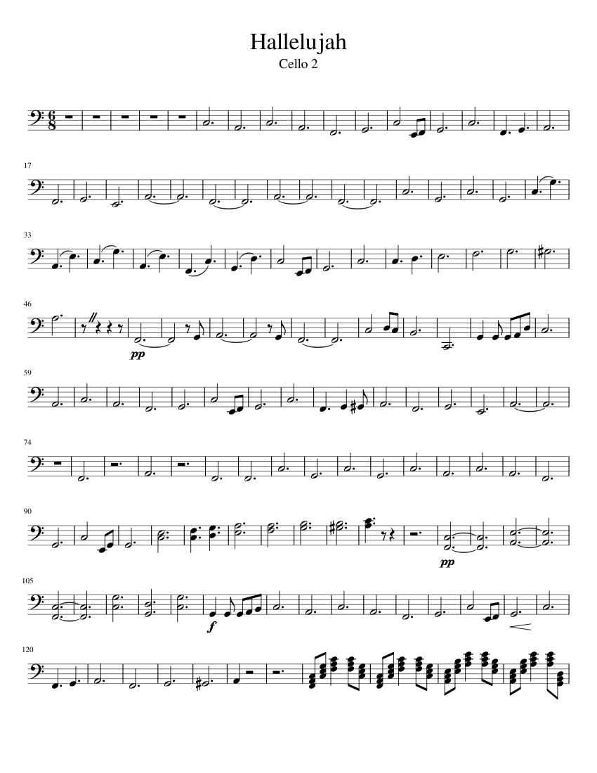 Hallelujah cello 2 Sheet music for Piano (Solo) Easy | Musescore.com