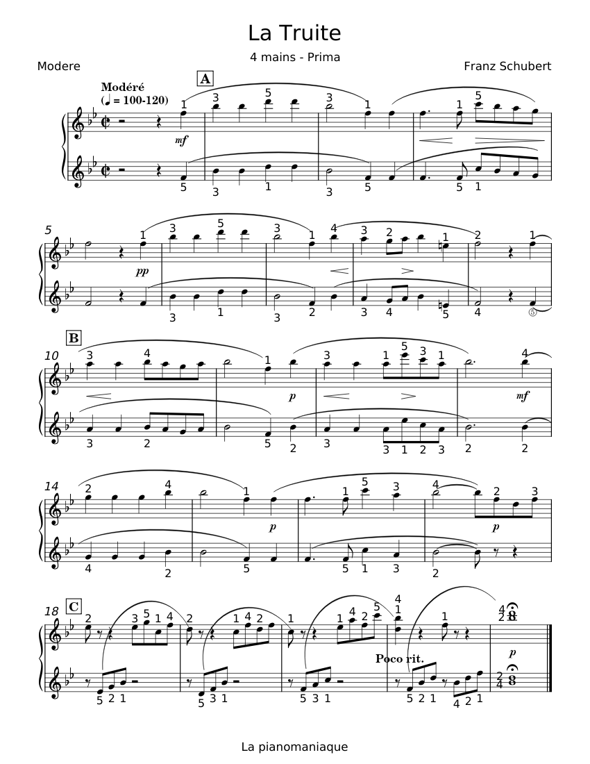 La Truite - Franz Schubert - piano tutorial