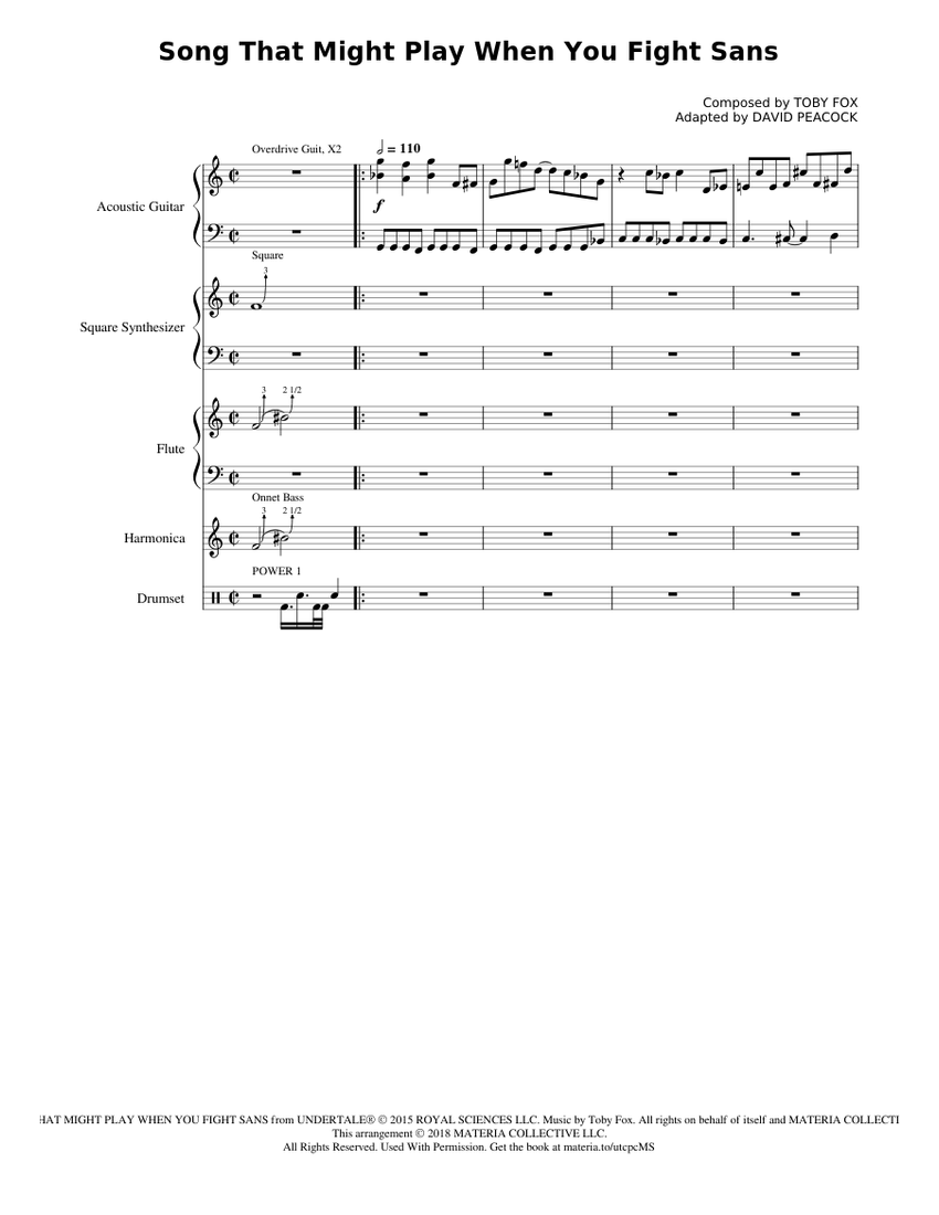 Song That Might Play When You Fight Sans - Violin Solo Sheet music