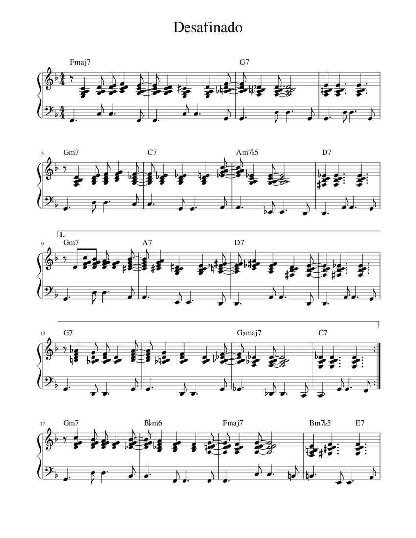 Desafinado Sheet music for Piano (Solo) | Musescore.com