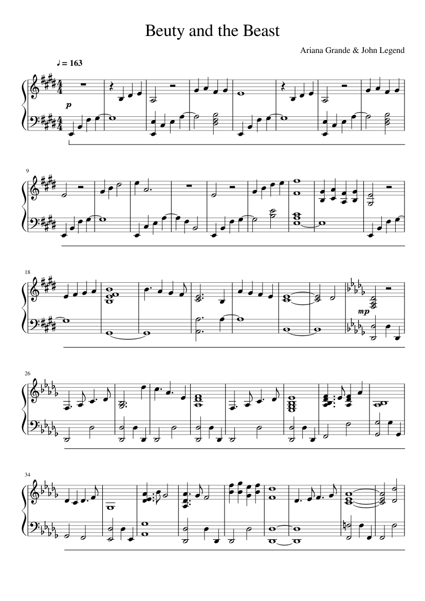 Beuty and the Beast Sheet music for Piano (Solo) | Musescore.com