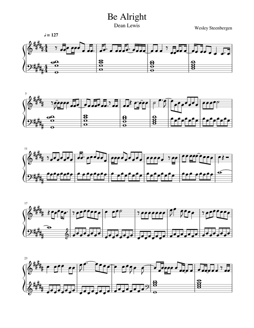 Be alright - Dean Lewis Sheet music for Piano (Solo) | Musescore.com