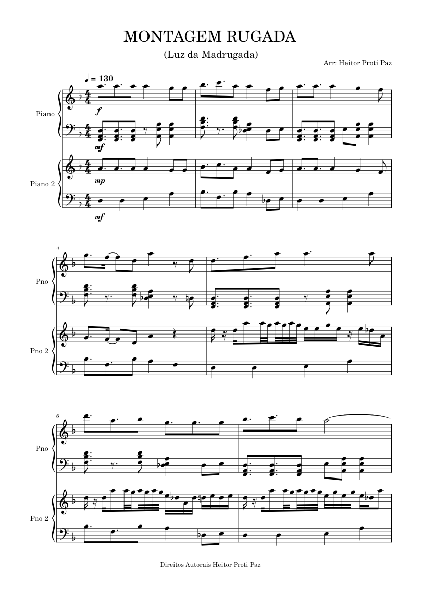 MONTAGEM RUGADA Sheet Music for Piano (Piano Duo) | MuseScore.com