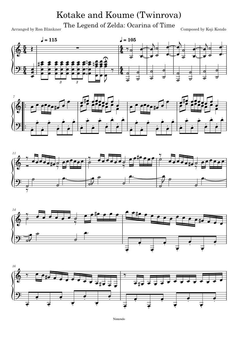 コタケとコウメ 楽譜 ピアノ (ソロ) | MuseScore.com