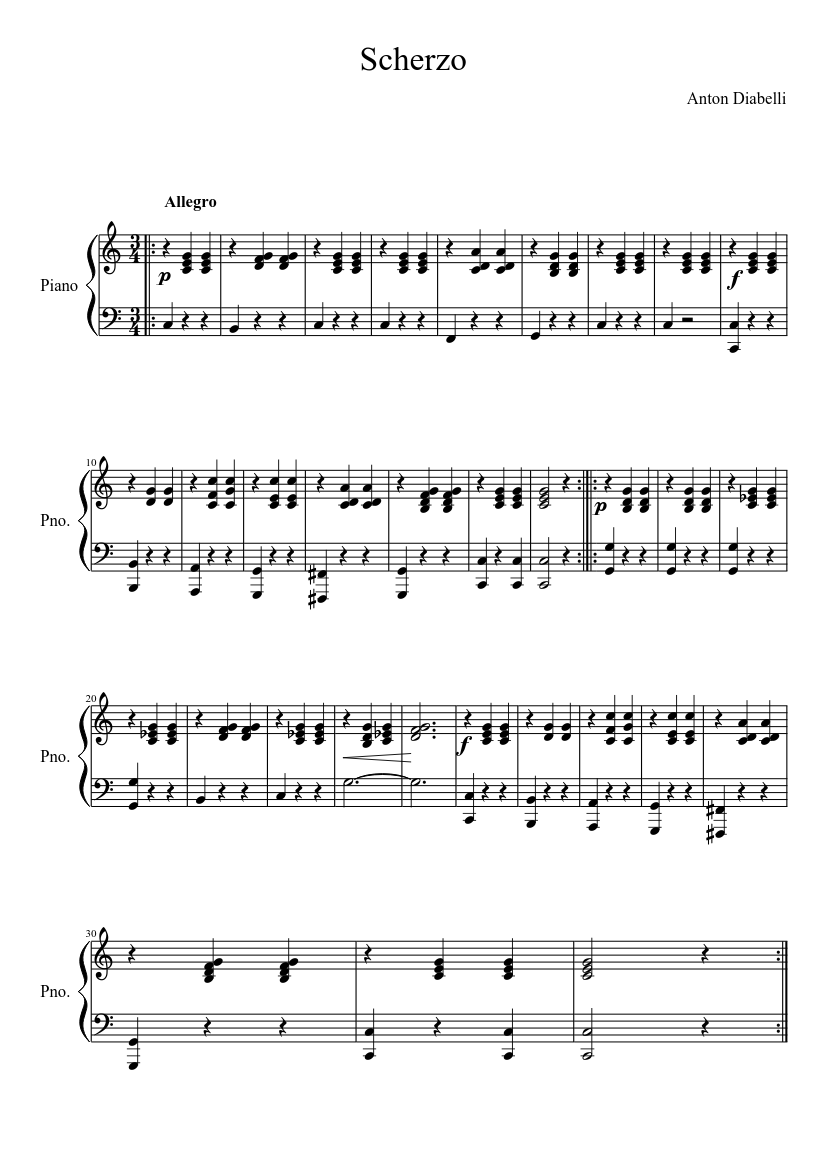 Scherzo - Anton Diabelli Sheet music for Piano (Solo) | Musescore.com