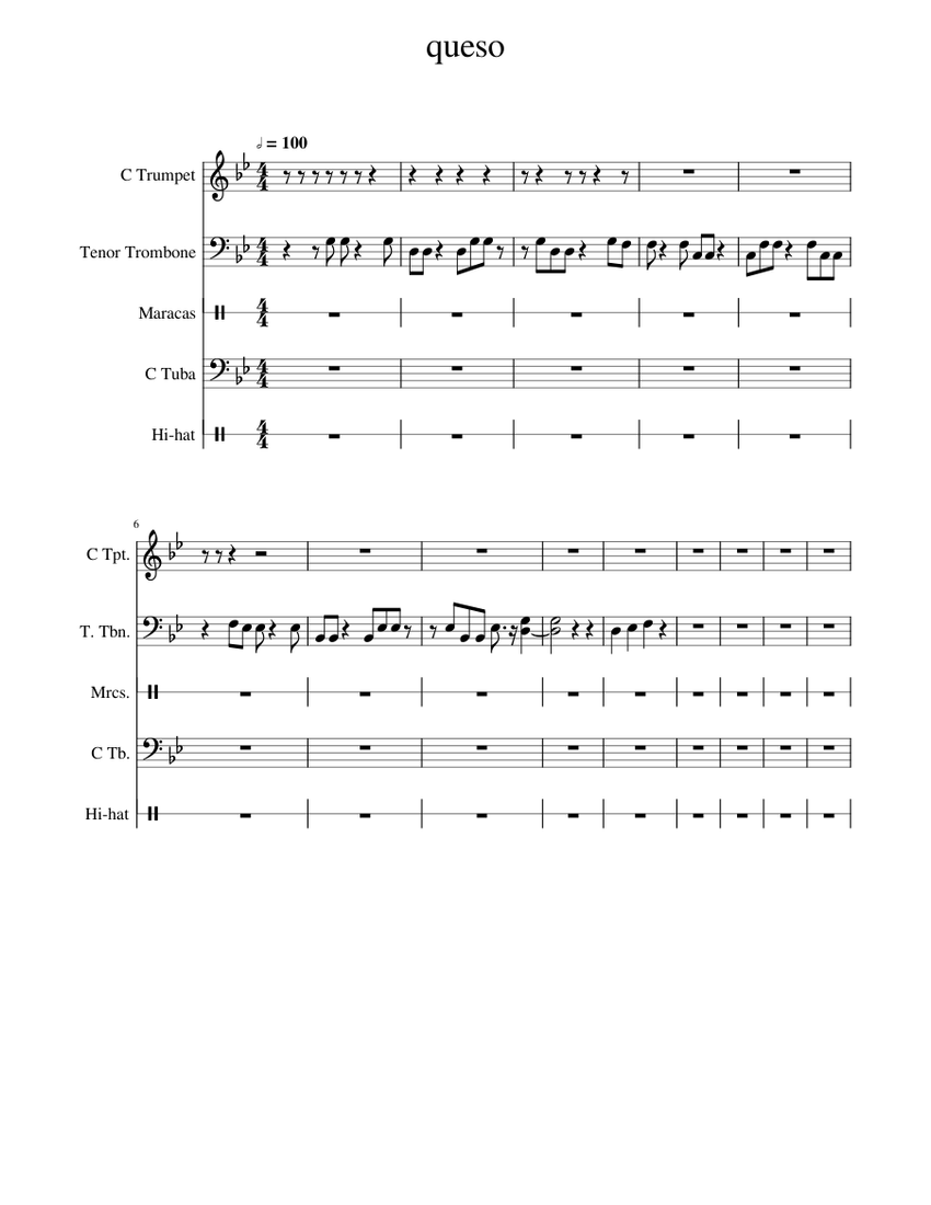 mexican Sheet music for Tuba, Trombone tenor, Trumpet in c, Maraca