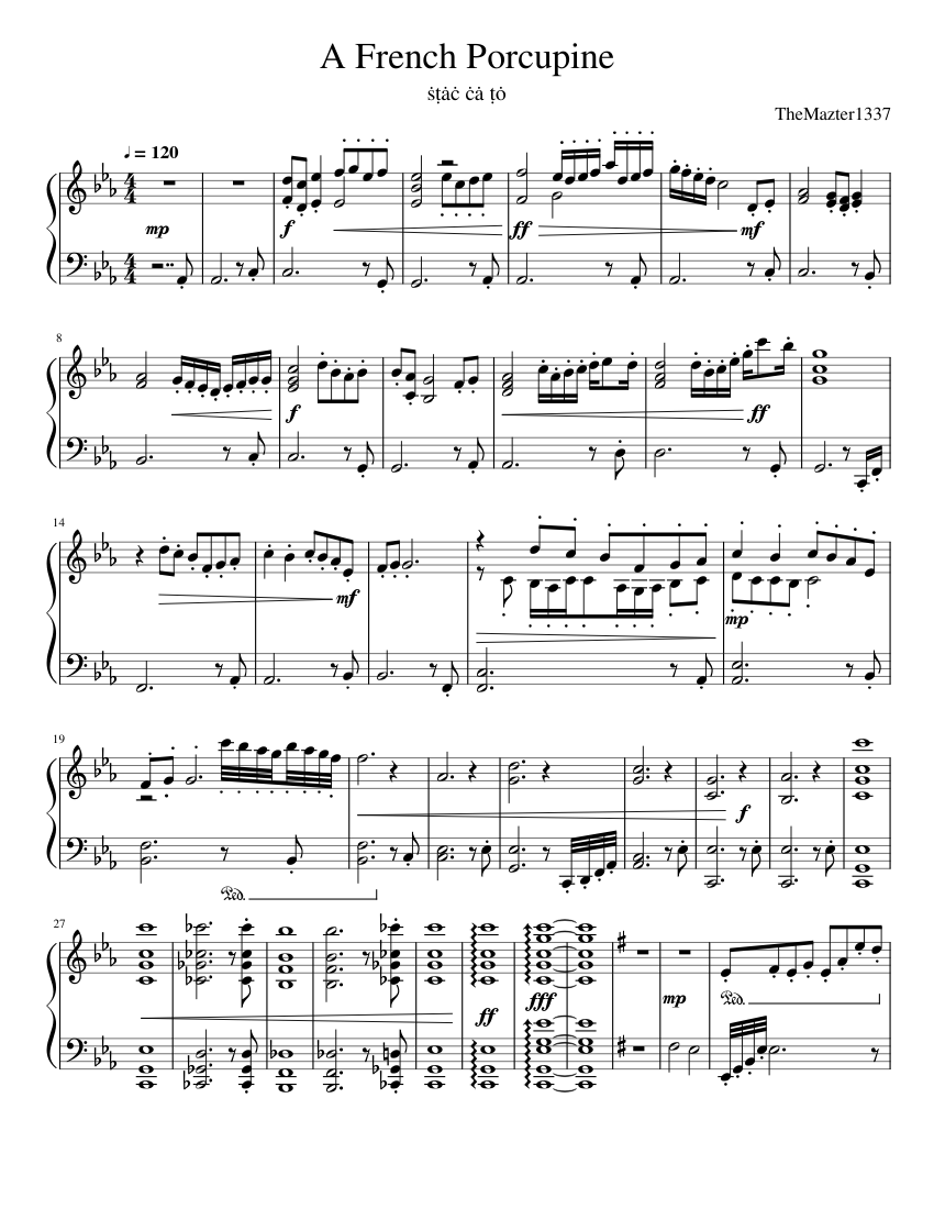 A French Porcupine Sheet music for Piano (Solo) | Musescore.com