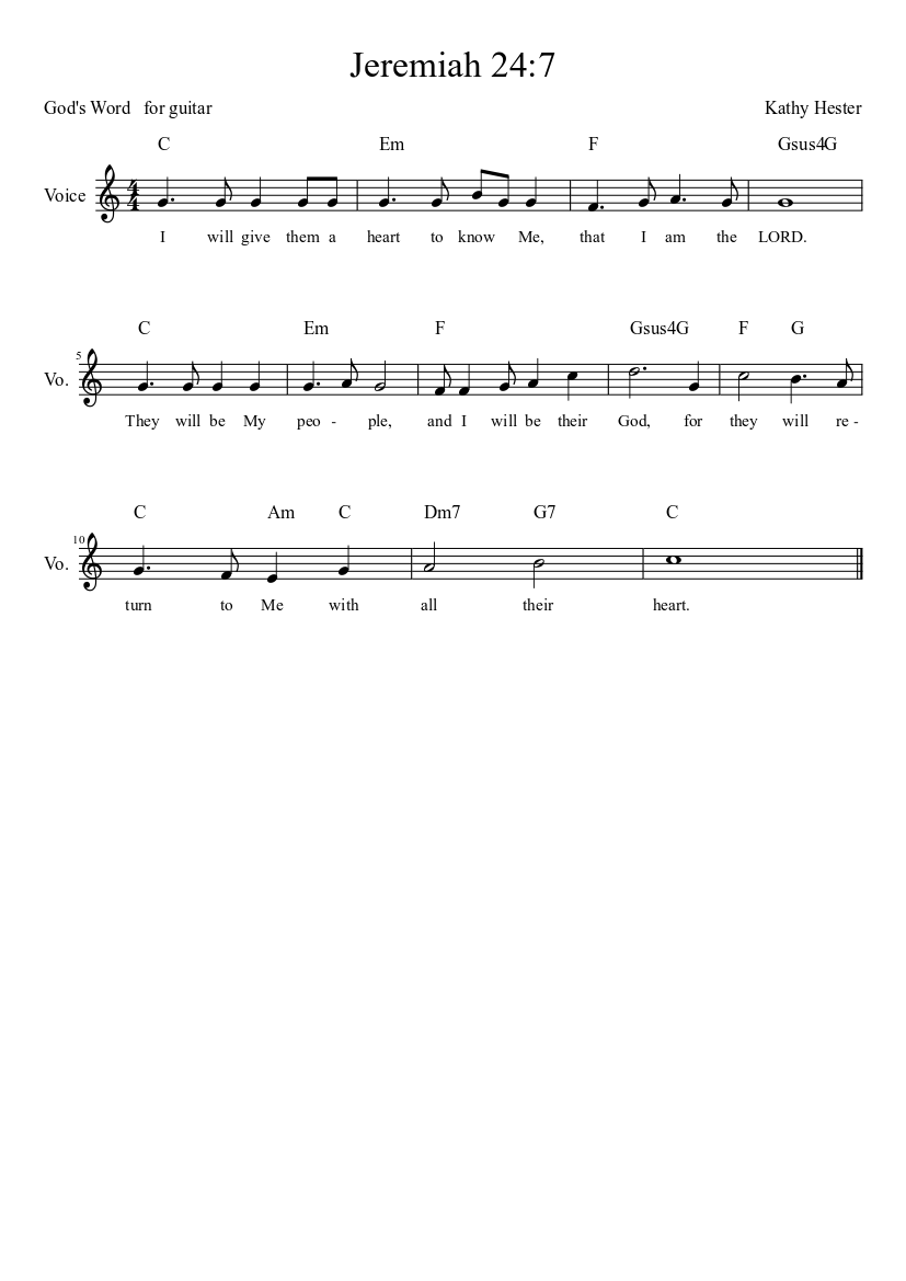 Jeremiah 24:7 Sheet music for Voice (other) (Solo) | Musescore.com