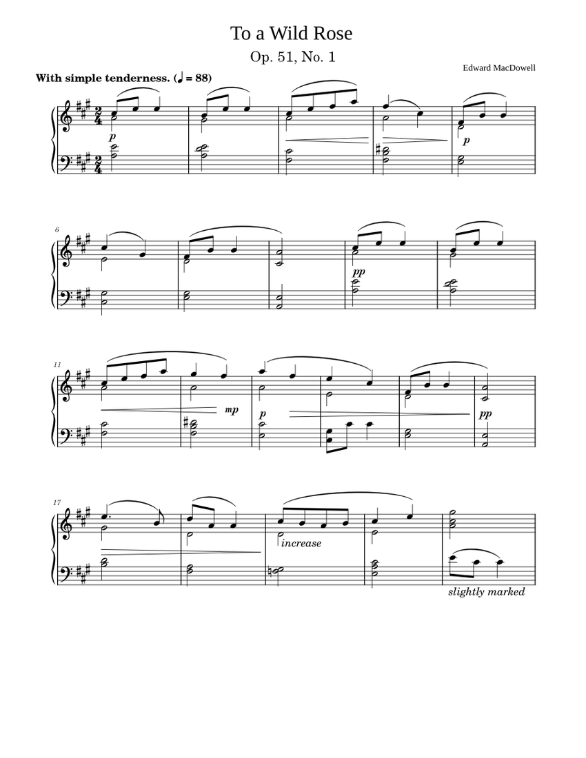 1. To a Wild Rose Sheet music for Piano (Solo) | Musescore.com