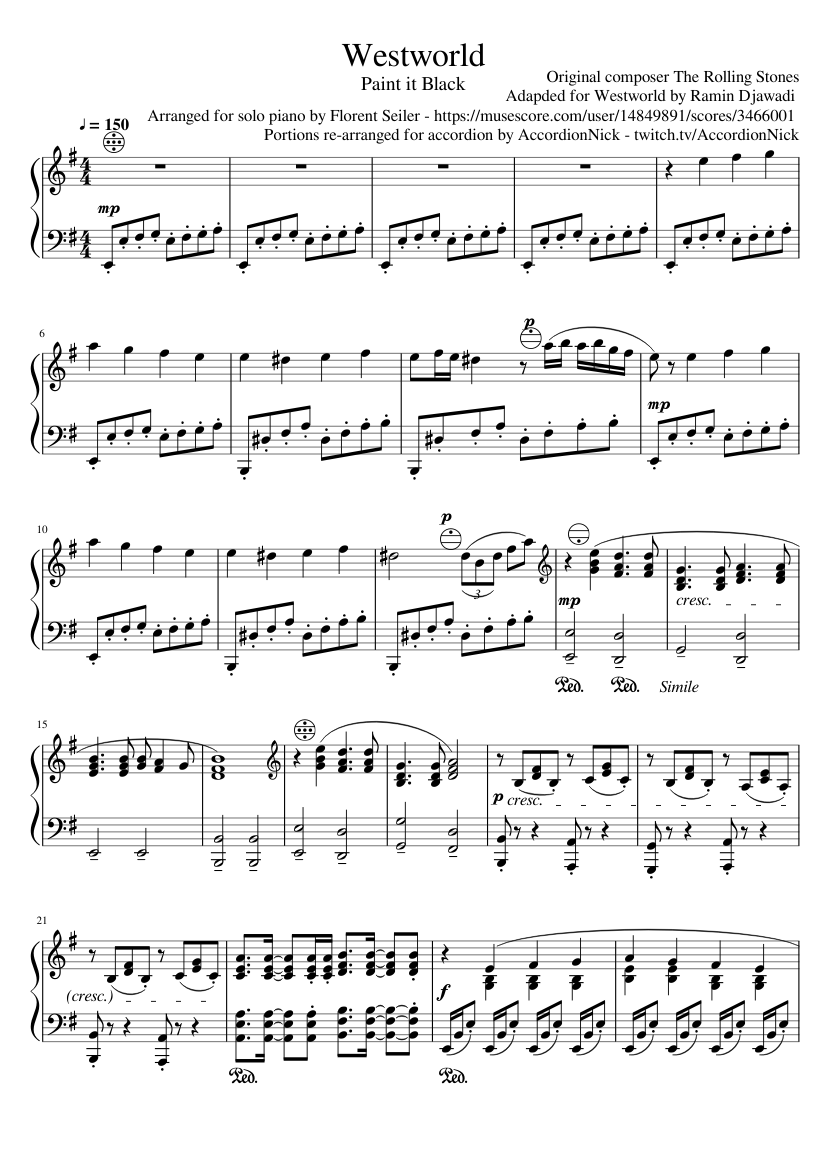 PAint iT BLACK Sheet music for Piano (Solo)