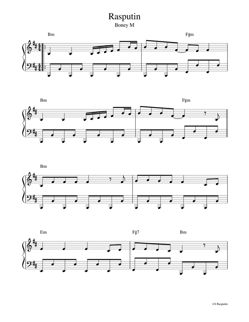 rasputin - piano Sheet music for Piano (Solo) | Musescore.com