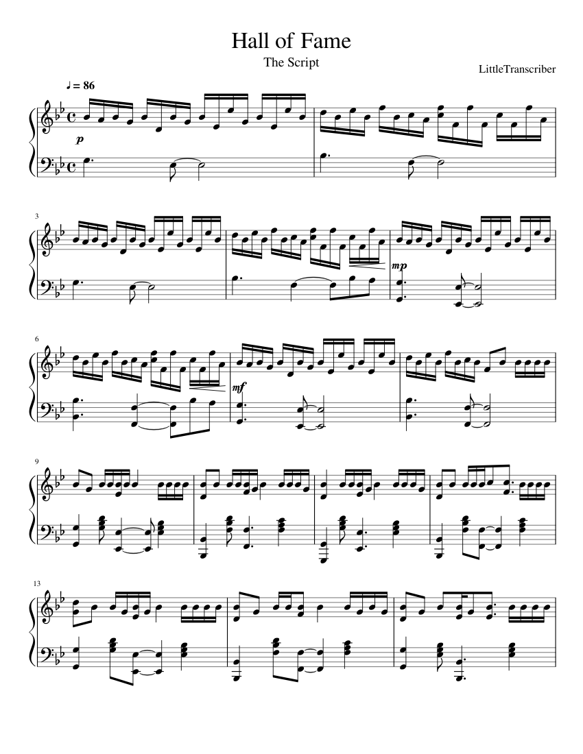 Hall of Fame Sheet music for Piano (Solo) | Musescore.com