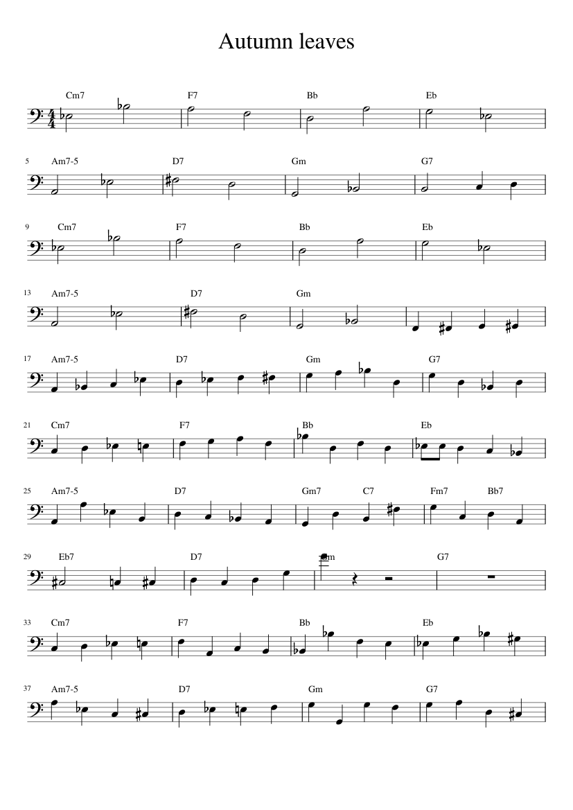All of Me Bass f major Sheet music for Piano (Solo) | Musescore.com