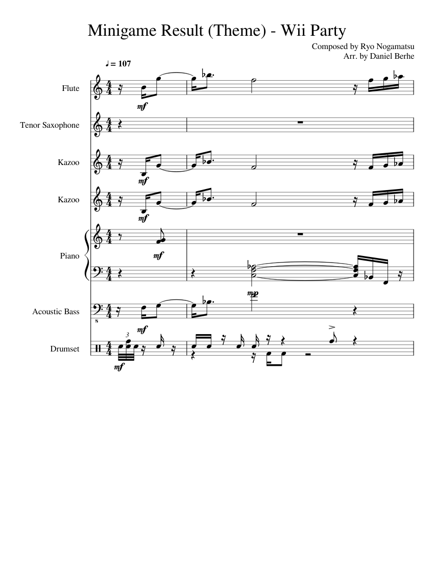 Minigame Result (Theme) - Wii Party Sheet music for Piano, Flute (Solo) |  Download and print in PDF or MIDI free sheet music | Musescore.com