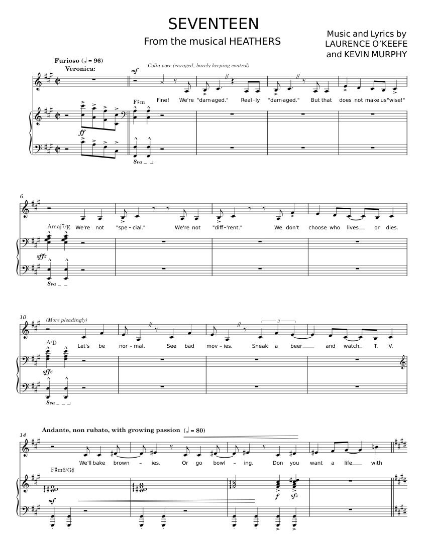 Beautiful (Heathers) - O'Keefe, Laurence and Murphy, Kevin Sheet music ...
