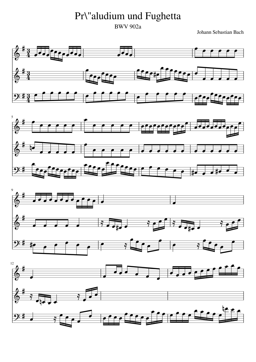 Prelude and Fughetta in G major BWV 902