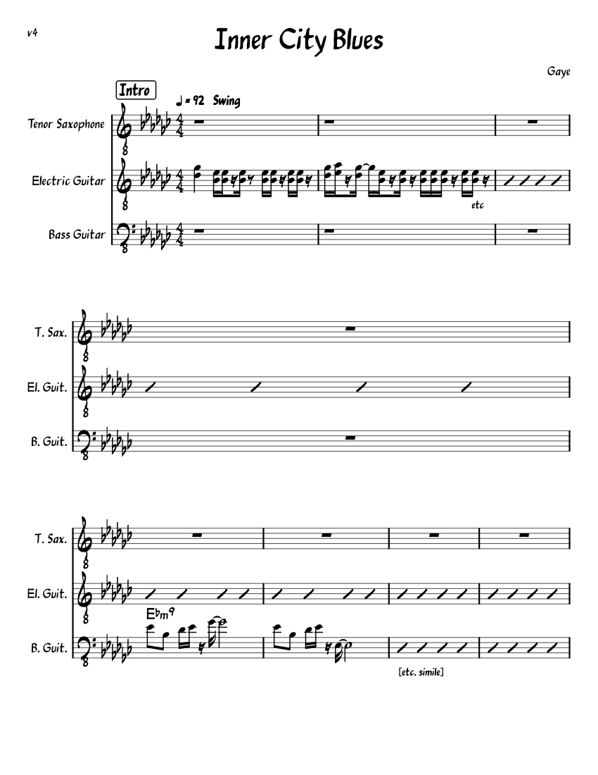 Inner city blues Marvin Gaye Inner City Blues Sheet music for
