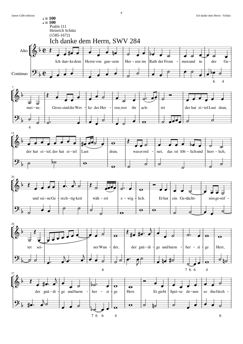 Ich danke dem Herrn von ganzem Herzen SWV 284