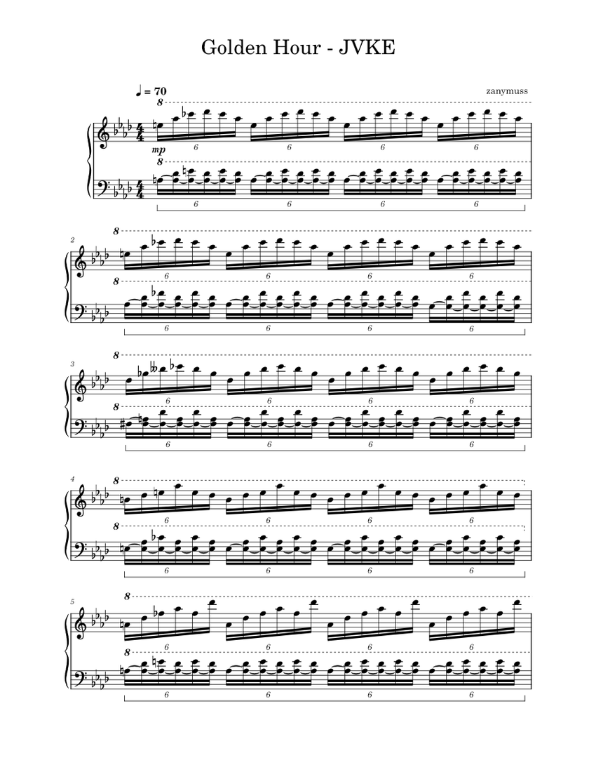 Golden Hour – JVKE Sheet music for Piano (Solo) | Musescore.com