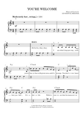 Free You're Welcome (from Moana) by Lin-Manuel Miranda sheet music |  Download PDF or print on Musescore.com