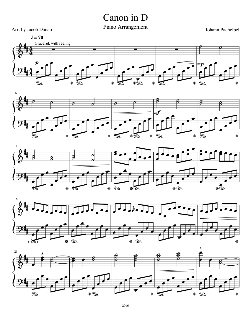 Canon In D Sheet Music For Piano (Solo) | Musescore.Com