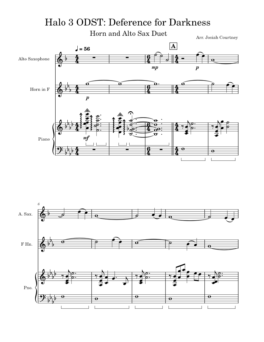Halo 3 ODST Deference for Darkness Horn and Alto Sax Duet Sheet