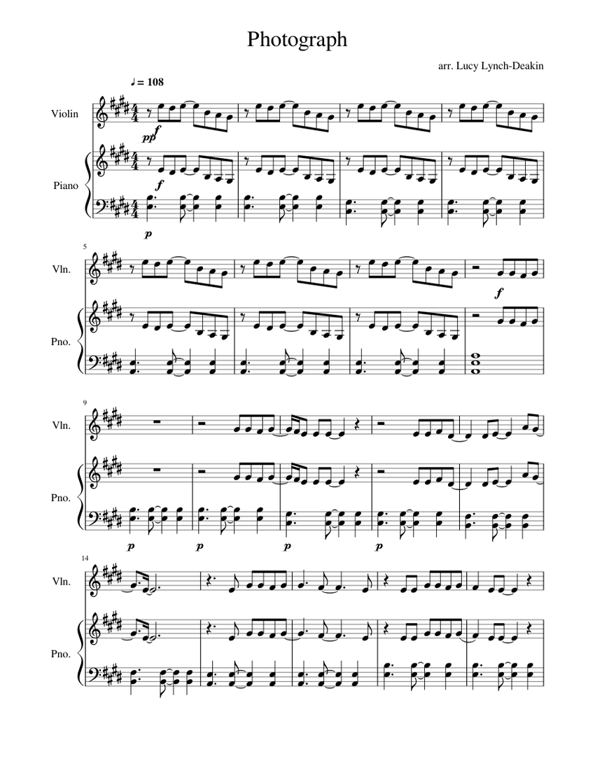 Photograph- Piano and violin Sheet music for Piano, Violin (Solo) |  Musescore.com