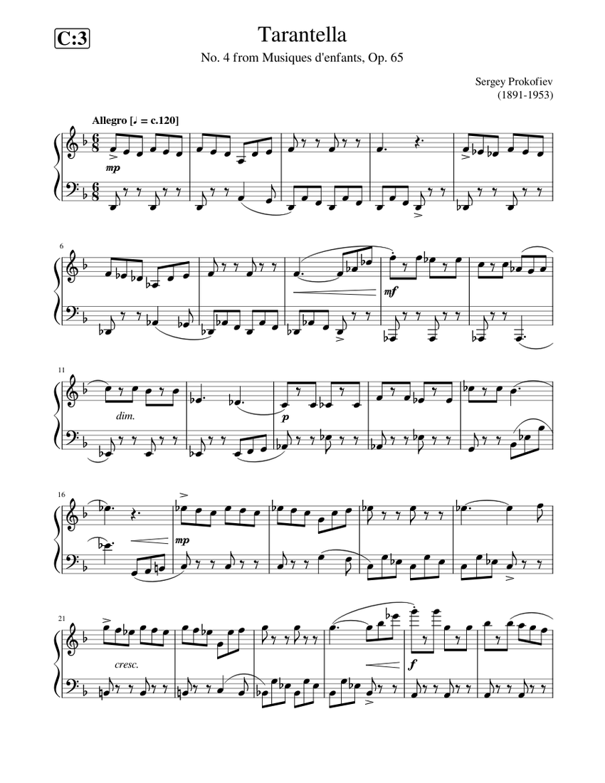 Grade 5 2021-2022 Abrsm Tarantella Sheet music for Piano (Solo) |  Musescore.com