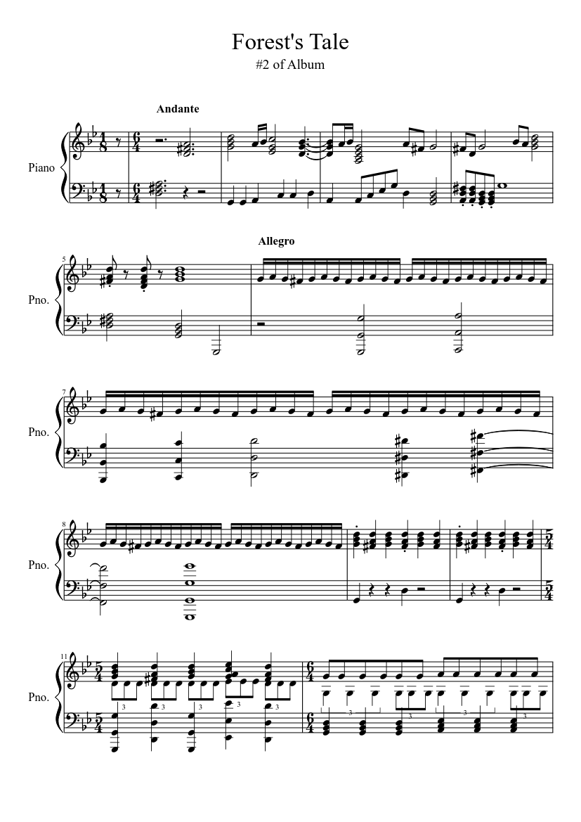 Forrest's Tale (#2 of Album) [Original Composition] Sheet music for Piano  (Solo) | Musescore.com