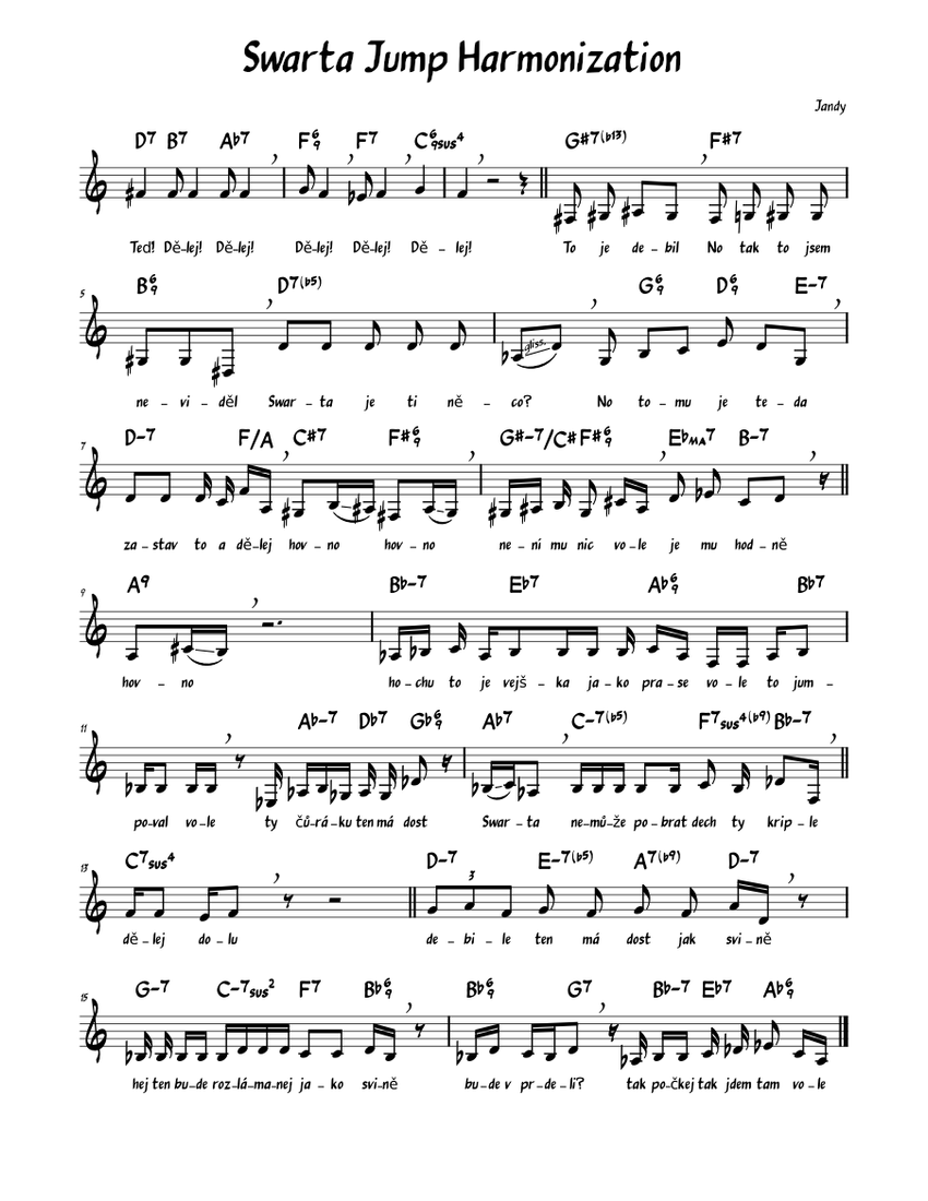 Swarta Jump Harmonization, lead sheet Sheet music for Piano (Solo ...