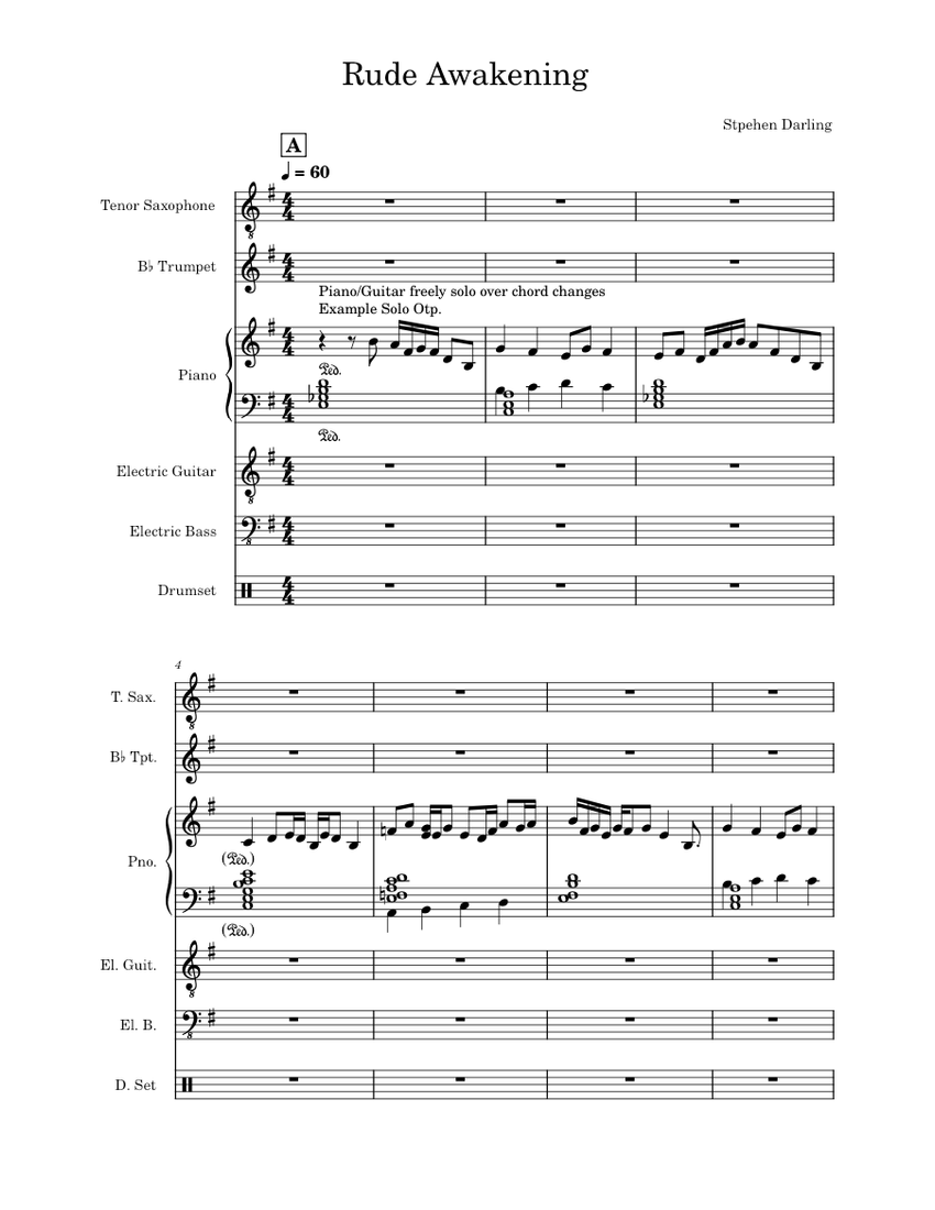 Comp1 Music Jazz comp1 Sheet music for Piano, Saxophone tenor, Trumpet in b-flat ...