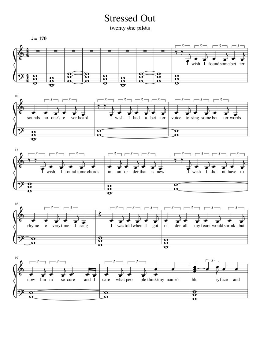 stressed out Sheet music for Piano (Solo) | Musescore.com