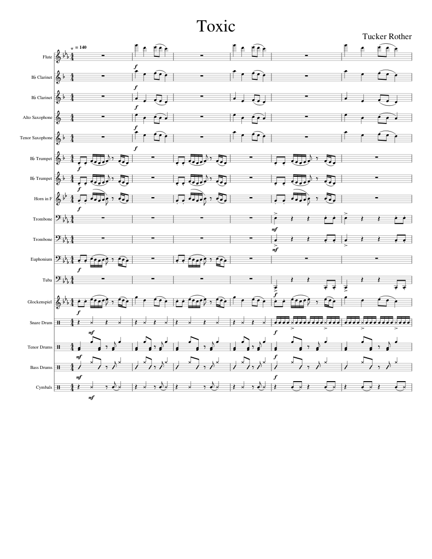 Toxic Sheet music for Trombone, Euphonium, Tuba, Flute & more ...