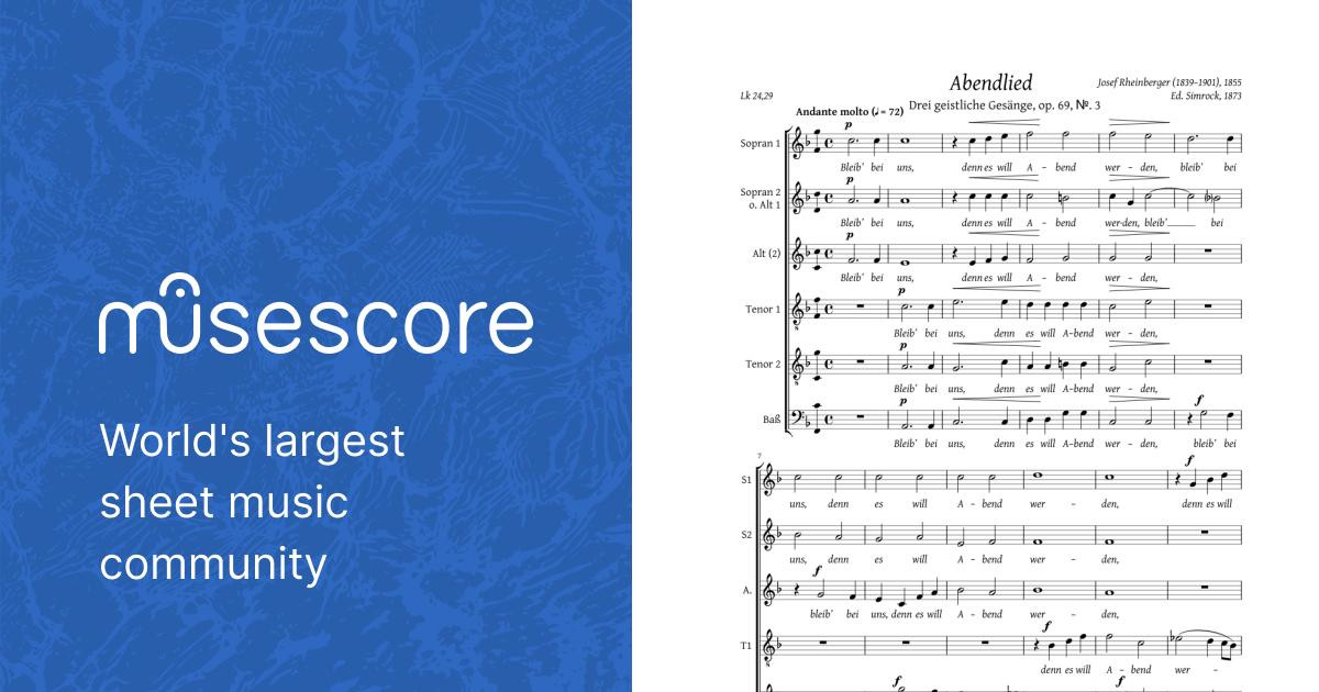 Rheinberger — Abendlied Sheet music for Soprano, Alto, Tenor, Bass voice (A  Capella) | Musescore.com