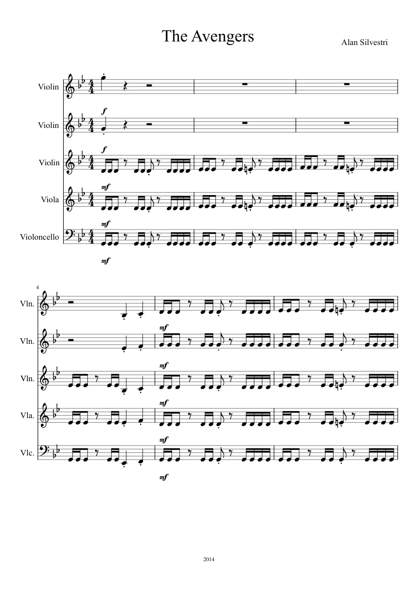 The Avengers String Orchesrta Sheet music for Violin, Viola (String