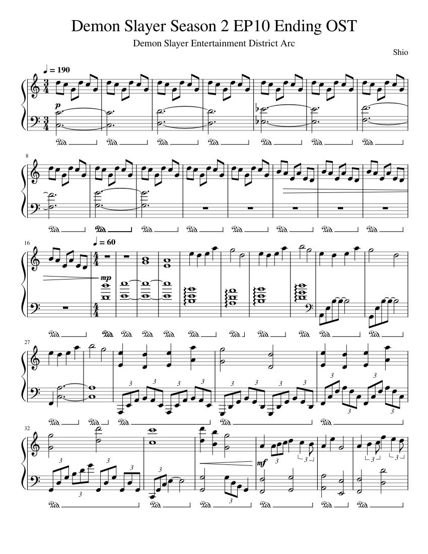 Demon Slayer Entertainment District Arc Episode 10 Ending Song 【Piano  Arrangement】 - piano tutorial
