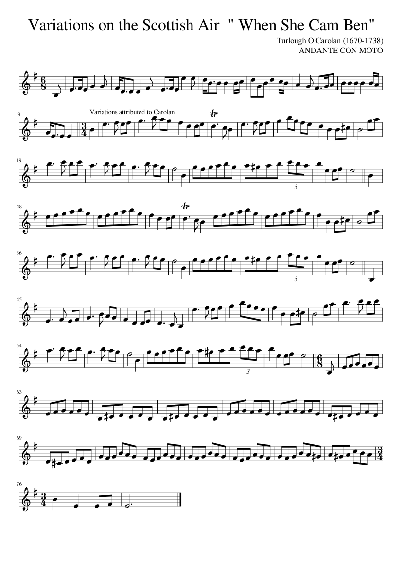 Variations on the Scottish Air When She Cam Ben