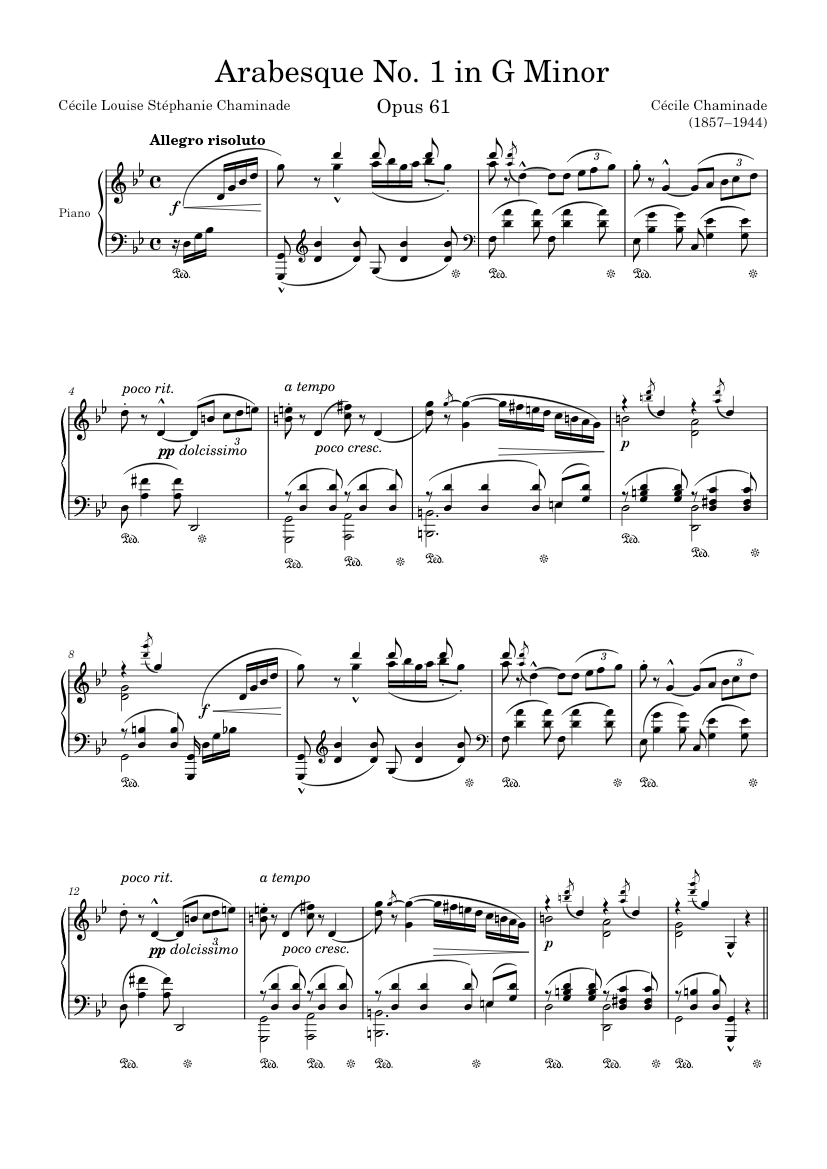 アラベスク 作品61 ト短調 – シャミナード 楽譜 ピアノ (ソロ