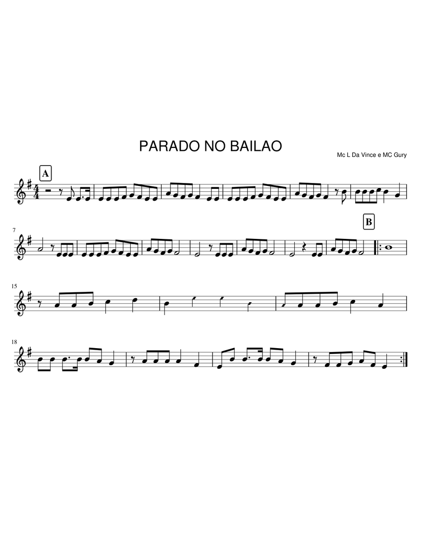 Parado No Bailao Sheet Music For Trumpet In B Flat Solo Musescore Com Letra e música de parado no bailão de o som da pegação 🎵. parado no bailao sheet music for