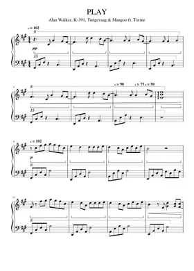 Play – Alan Walker , K-391, Tungevaag, Mangoo – Piano Version Sheet music  for Piano (Solo)