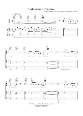 Free California Dreamin by Sia sheet music | Download PDF or print on  Musescore.com