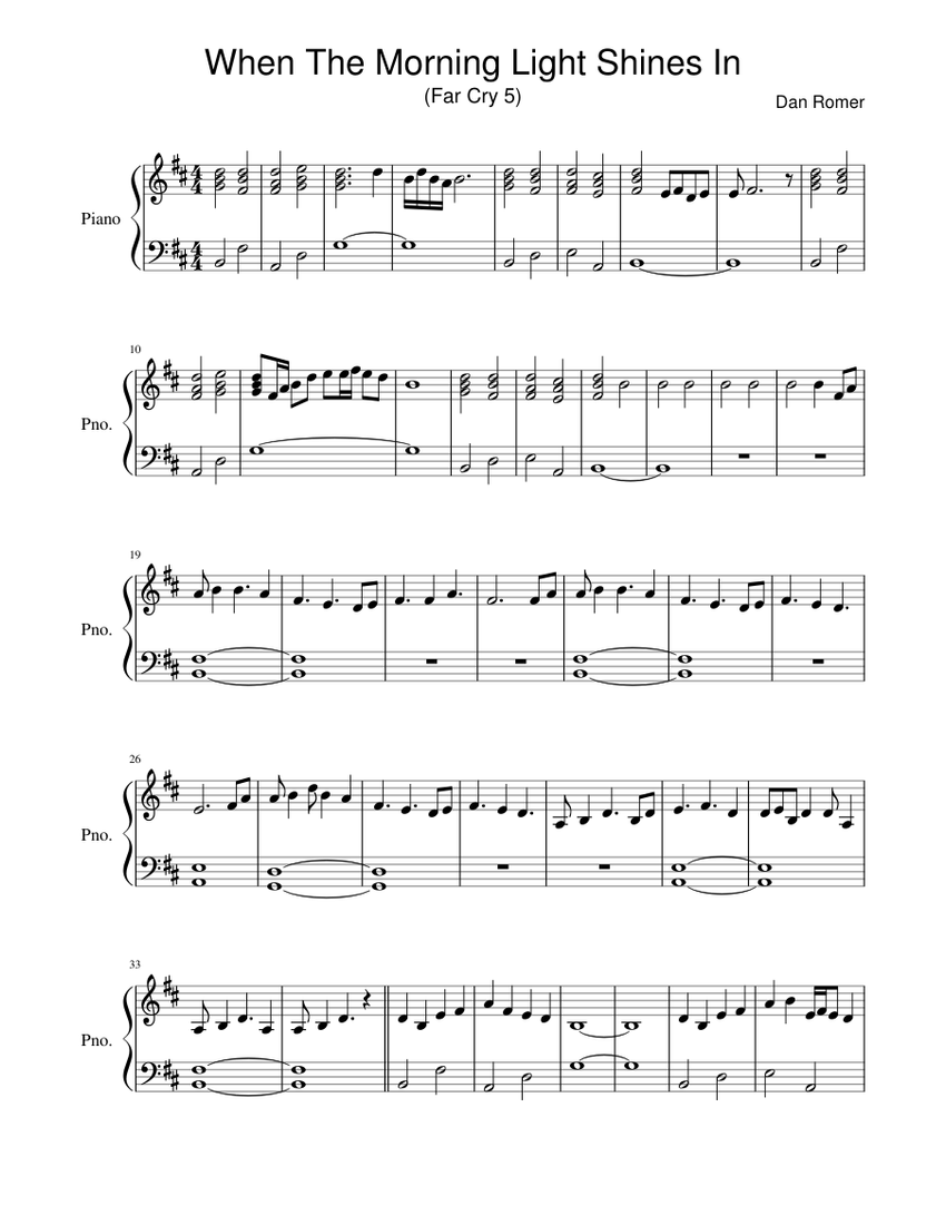 Far Cry 5 - When The Morning Light Shines Sheet music for Piano (Solo) |  Musescore.com