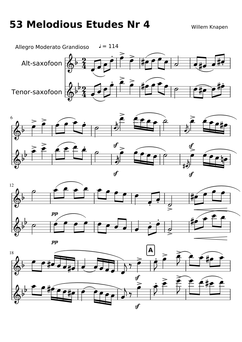 53 Melodious Etudes Nr 4 Alt Tenor Sheet music for Saxophone alto