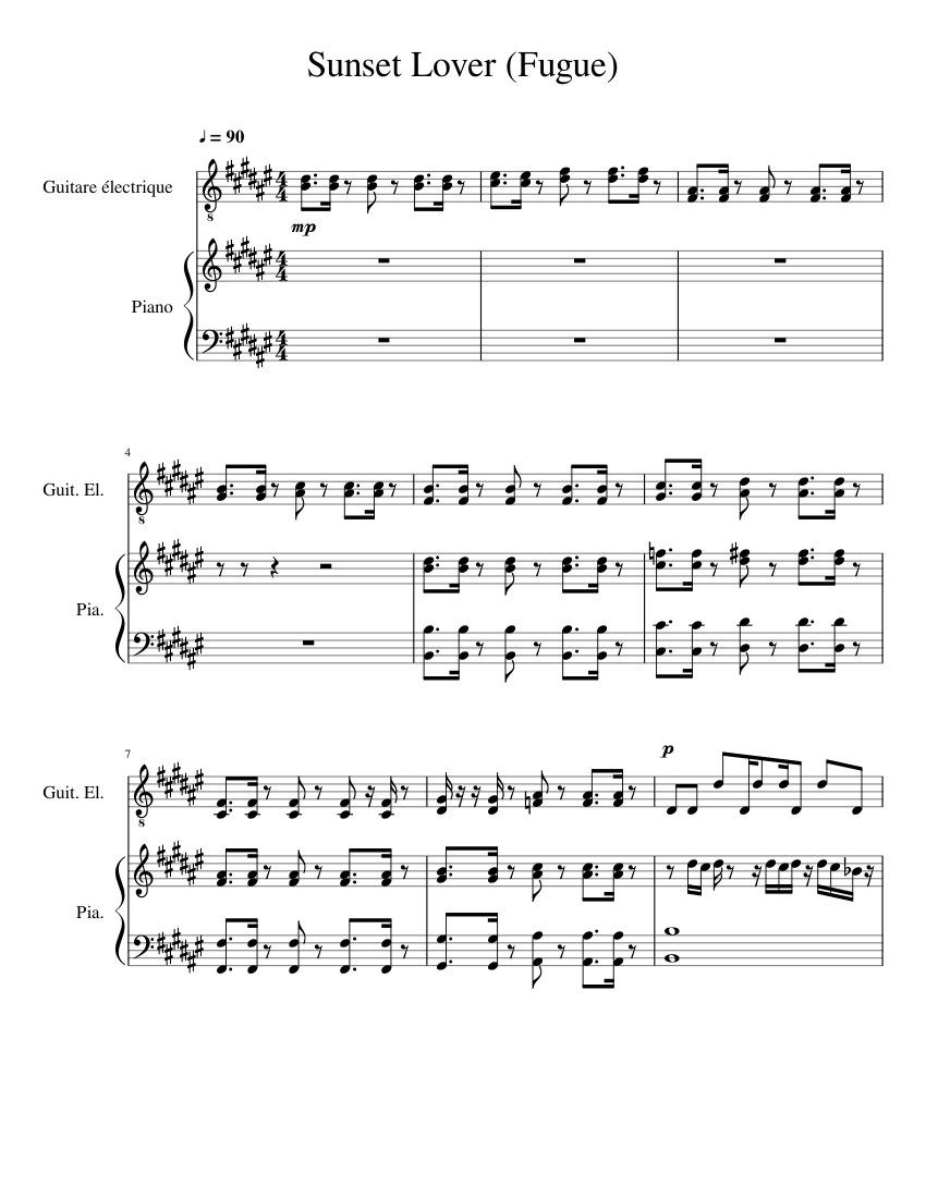 Sunset Lover (fugue) Sheet music for Piano, Guitar (Mixed Duet) |  Musescore.com