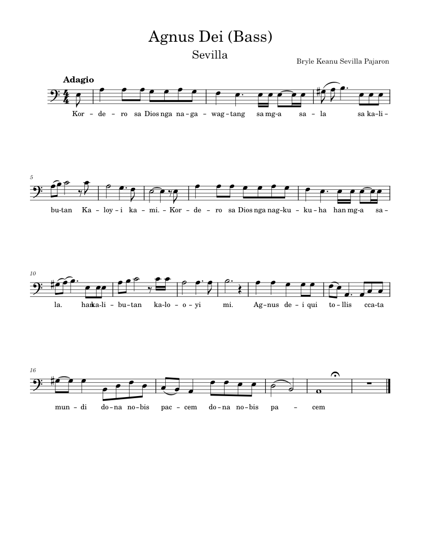 Agnus_Dei_(Bass) Sheet music for Bass voice (Solo) | Musescore.com